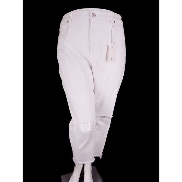 GOOD AMERICAN New Plus Size 18 Good Girlfriend Jeans in White Distressed - Picture 2 of 13